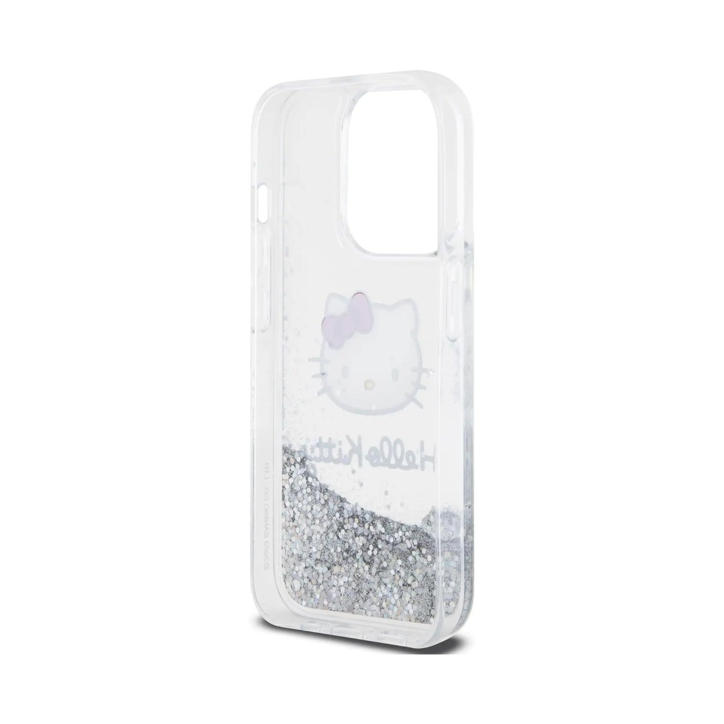 Hello Kitty Liquid Glitter Charms Case, Silber – iPhone 15 Pro