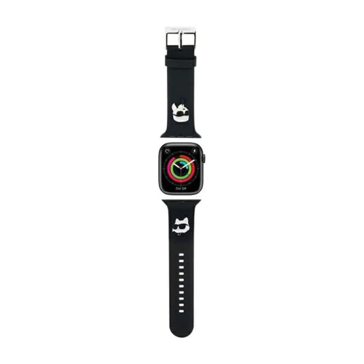 Karl Lagerfeld 3D Rubber Karl & Choupette Heads NFT Apple Watch Armband, Schwarz - 38/40/41 mm