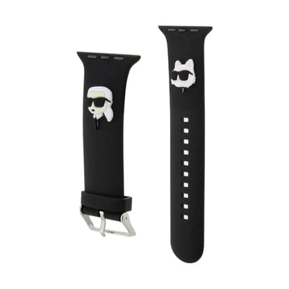 Karl Lagerfeld 3D Rubber Karl & Choupette Heads NFT Apple Watch Armband, Schwarz - 38/40/41 mm