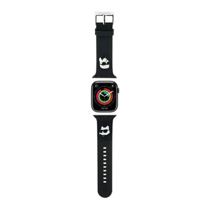 Karl Lagerfeld 3D Rubber Karl & Choupette Heads NFT Apple Watch Armband, Schwarz - 42/44/45/49 mm