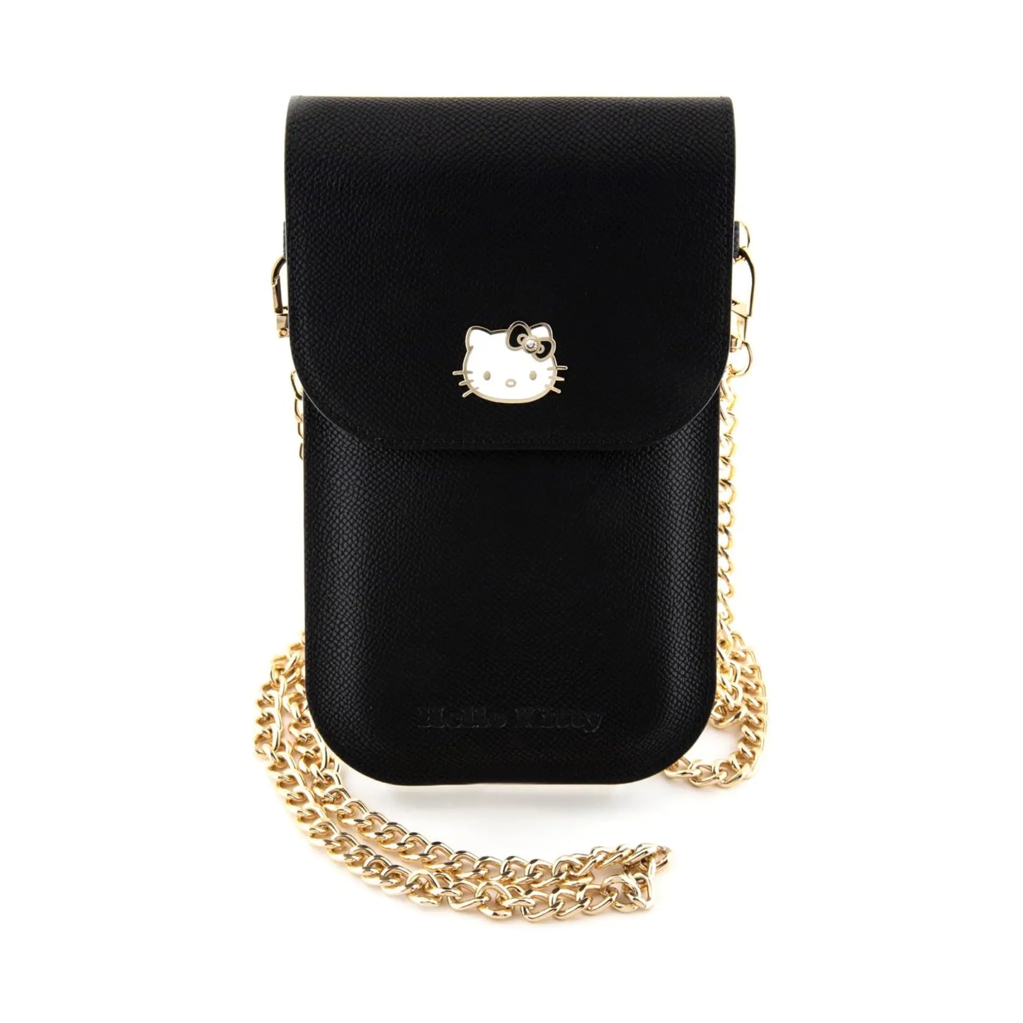 Hello Kitty Handytasche mit Schultergurt & Metallkette, Schwarz – One Size