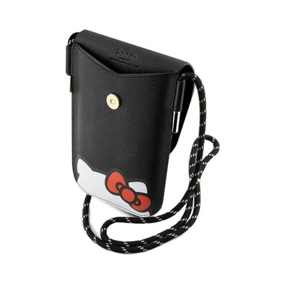 Hello Kitty Umhängetasche aus Leder, Schwarz – One Size