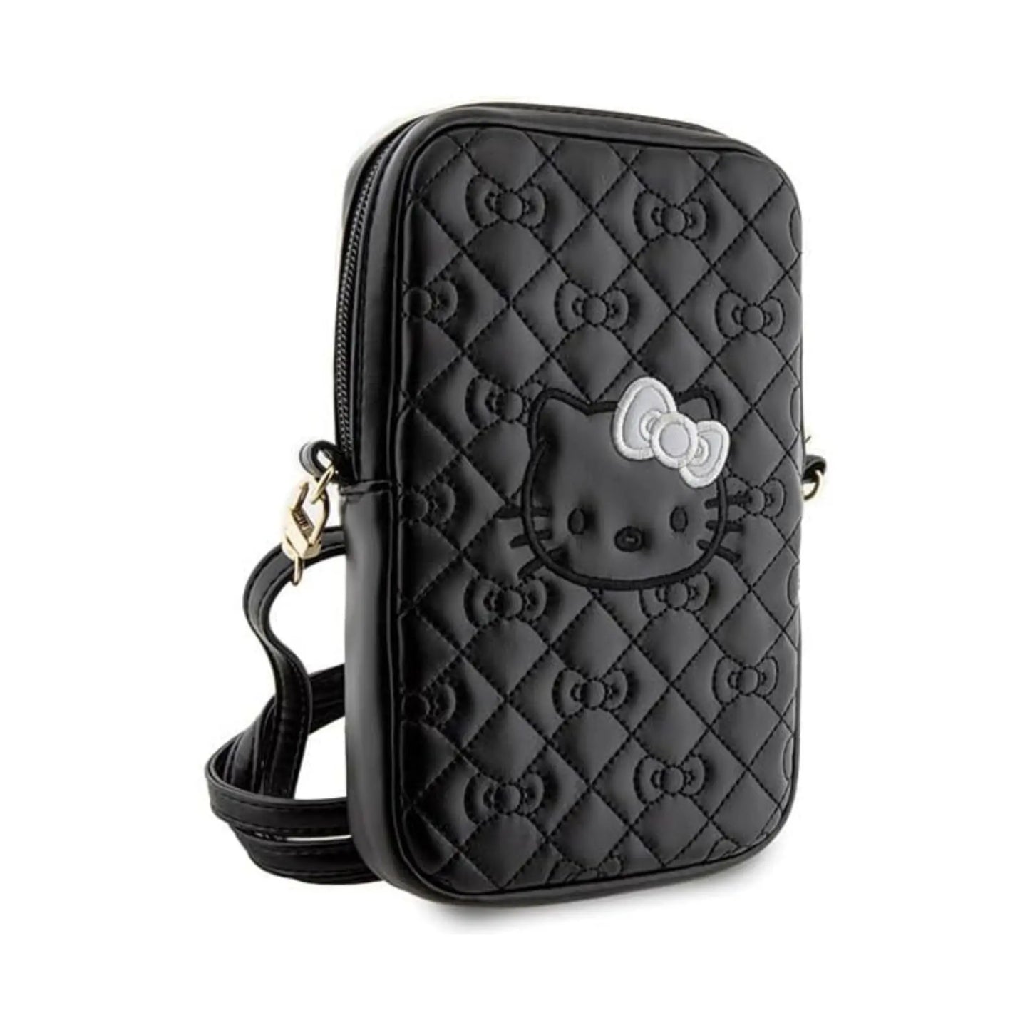Hello Kitty Quilted Bows Crossbody Phone Bag, Schwarz – One Size
