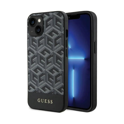 Guess GCube Stripes Hülle Schwarz für Magsafe – iPhone 15 / 14 / 13