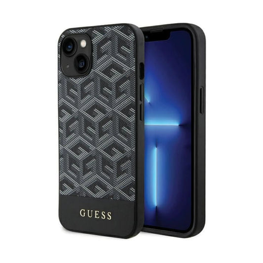Guess GCube Stripes Hülle Schwarz für Magsafe – iPhone 15 / 14 / 13