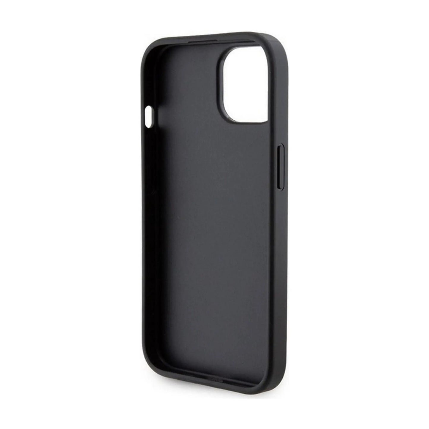 Guess iPhone 15 Hülle, Schwarz – Grip Stand 4G Triangle Strass Logo