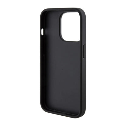 Guess iPhone 15 Pro Hülle, Schwarz – Grip Stand 4G Triangle Strass Logo