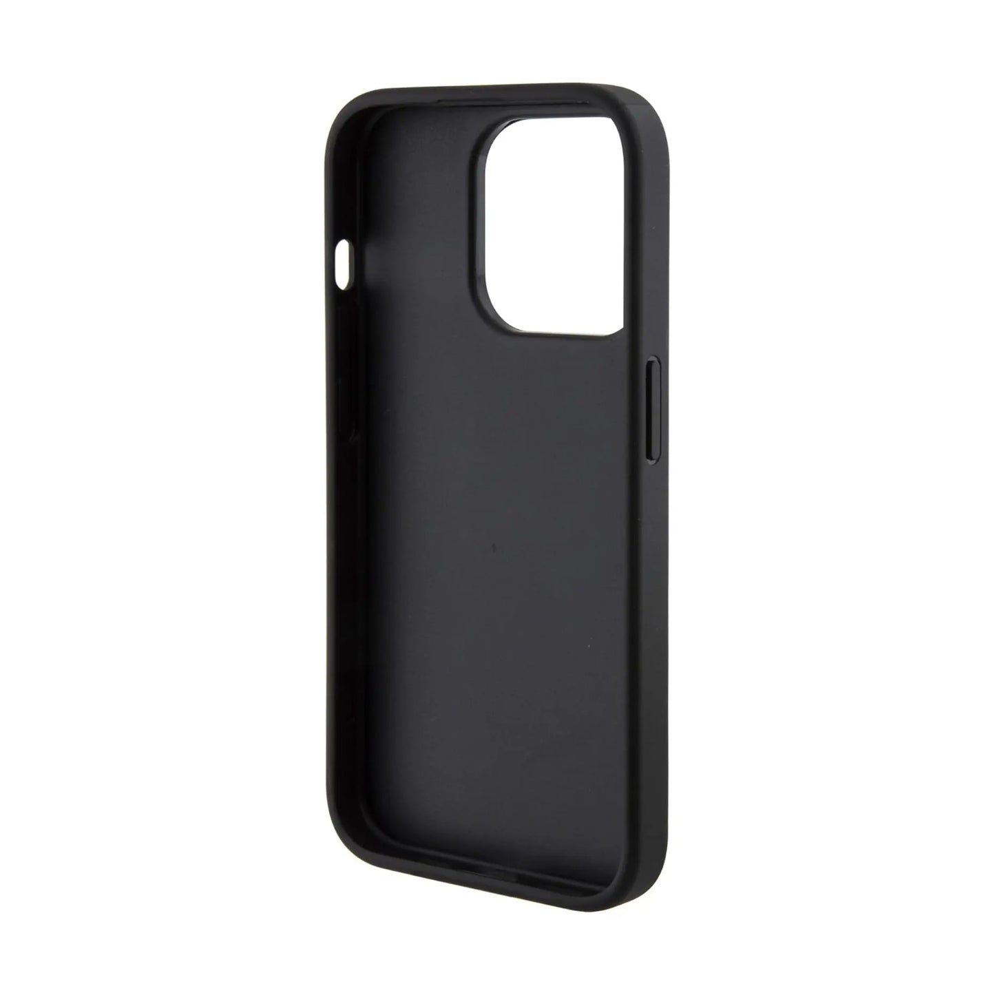 Guess Hülle Grip Stand 4G Strass Triangle Metal Logo Schwarz - iPhone 15 Pro Max