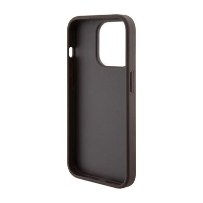 Guess Hülle Grip Stand 4G Triangle Strass Logo Braun - iPhone 15 Pro
