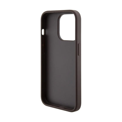 Guess Hülle Grip Stand 4G Triangle Strass Logo Braun - iPhone 15 Pro Max