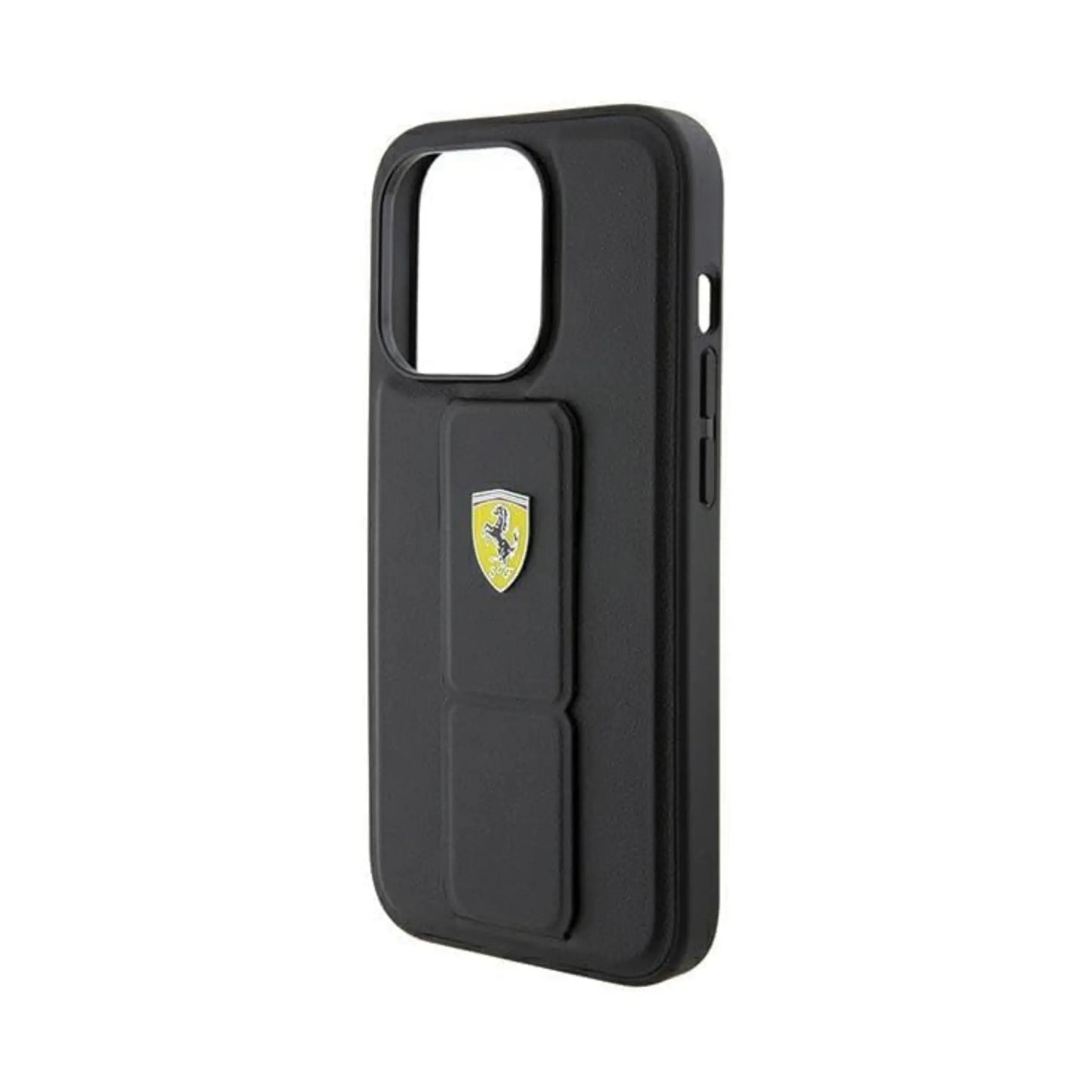 Ferrari Grip Stand Metal Logo Case, Schwarz – iPhone 15 Pro Max
