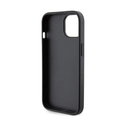 Karl Lagerfeld Gripstand Saffiano Karl & Choupette Pins Case, Schwarz - iPhone 15