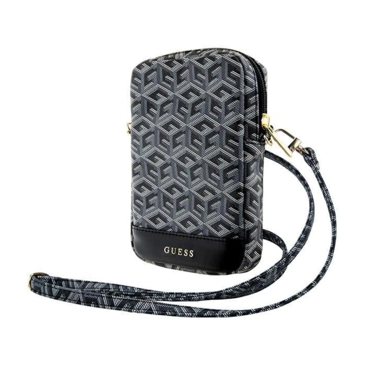 Guess Zip GCube Stripe Phone Bag Crossbody Tasche – Schwarz