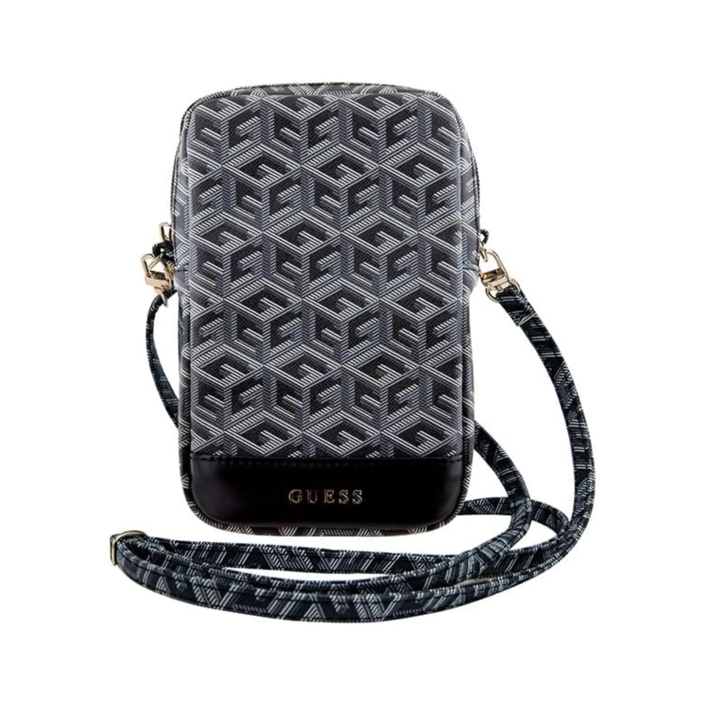 Guess Zip GCube Stripe Phone Bag Crossbody Tasche – Schwarz