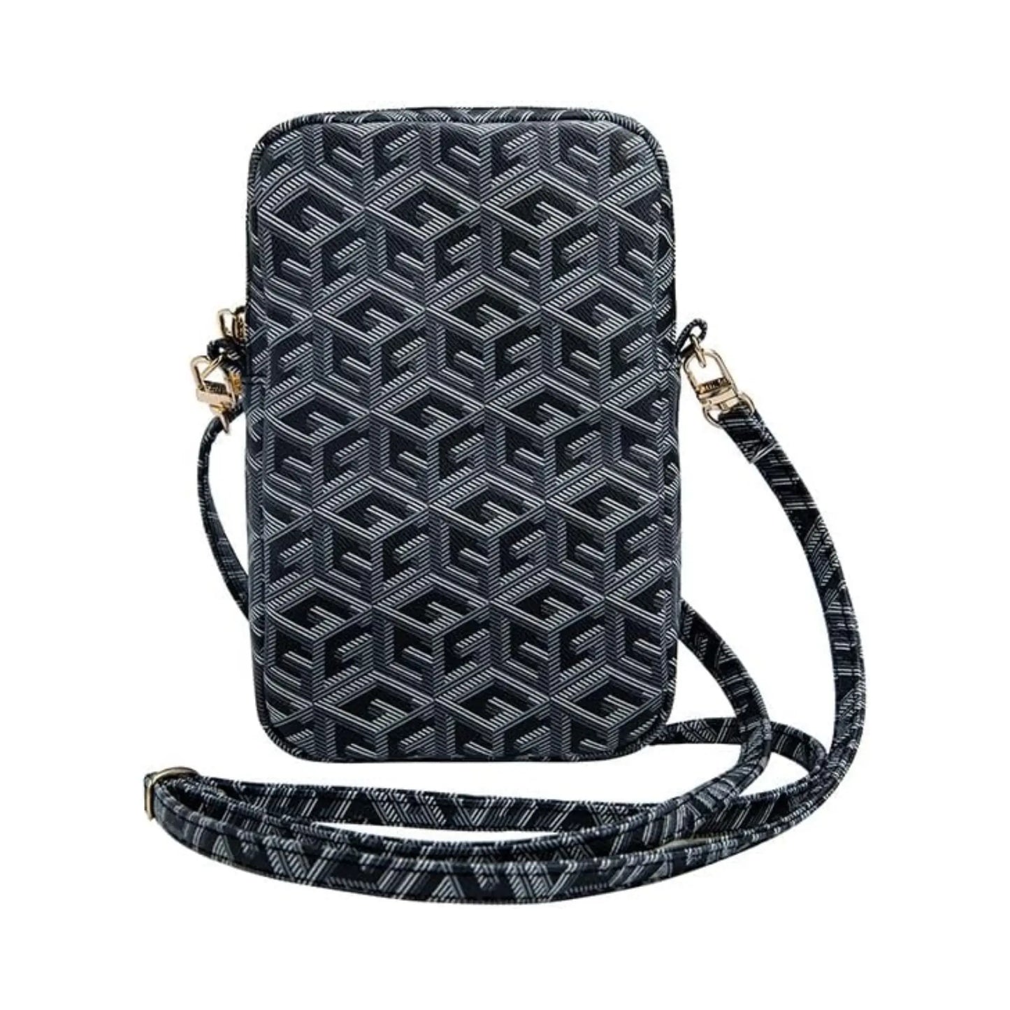 Guess Zip GCube Stripe Phone Bag Crossbody Tasche – Schwarz
