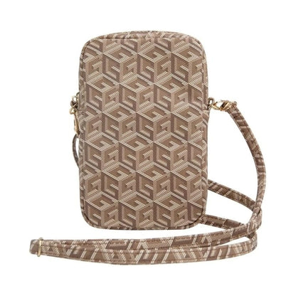 Guess Zip GCube Stripe Phone Bag Crossbody Tasche – Braun