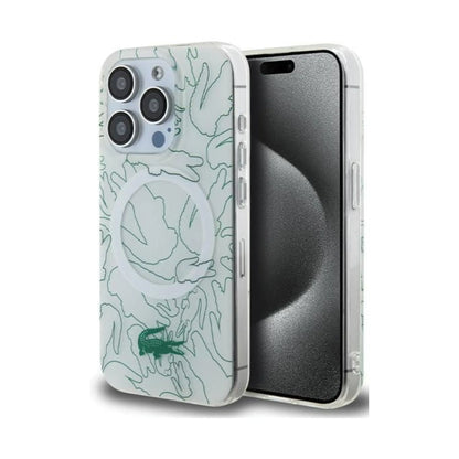 Lacoste Hülle LCHMP15XUREH Double Layer Repeat MagSafe Weiß – iPhone 15 Pro Max
