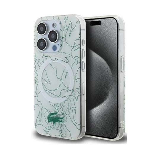 Lacoste Hülle LCHMP15XUREH Double Layer Repeat MagSafe Weiß – iPhone 15 Pro Max