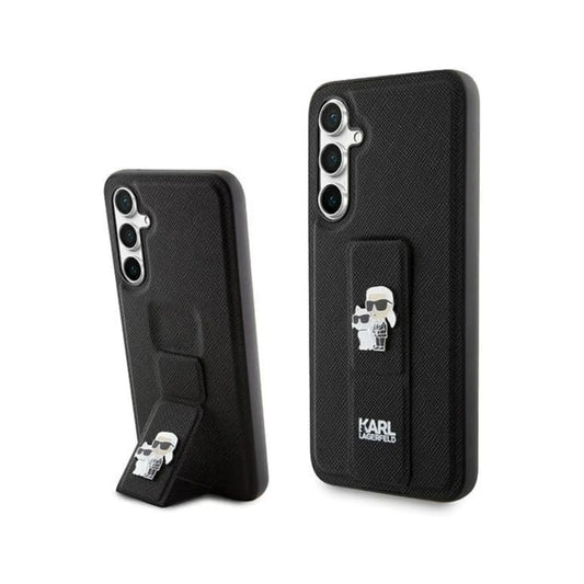 Karl Lagerfeld Hülle Gripstand Saffiano Karl & Choupette Pins Schwarz – Galaxy S23 FE