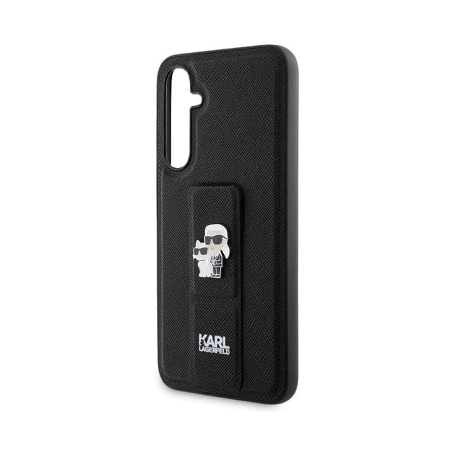 Karl Lagerfeld Hülle Gripstand Saffiano Karl & Choupette Pins Schwarz – Galaxy S23 FE