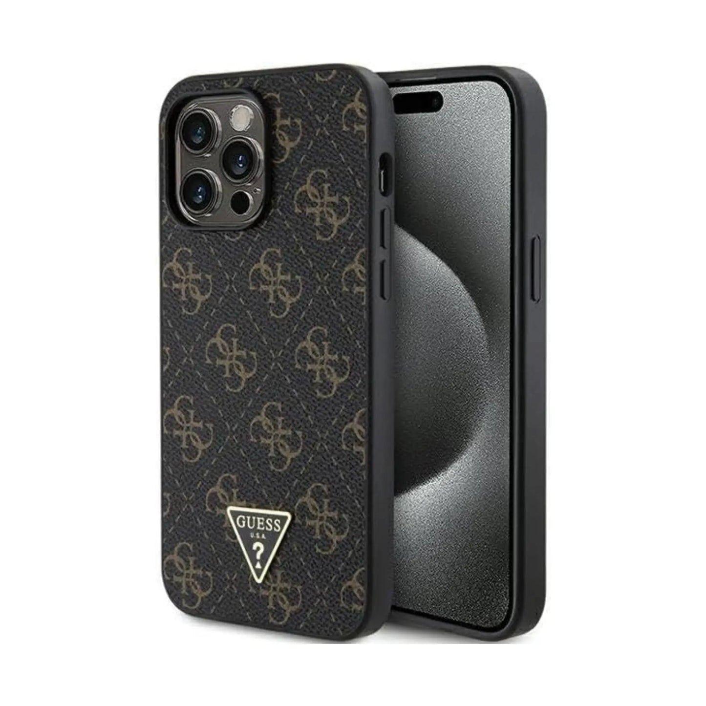 Guess Handyhülle GUHCP15XPG4GPK 4G Dreieck Metall Logo Schwarz – iPhone 15 Pro Max