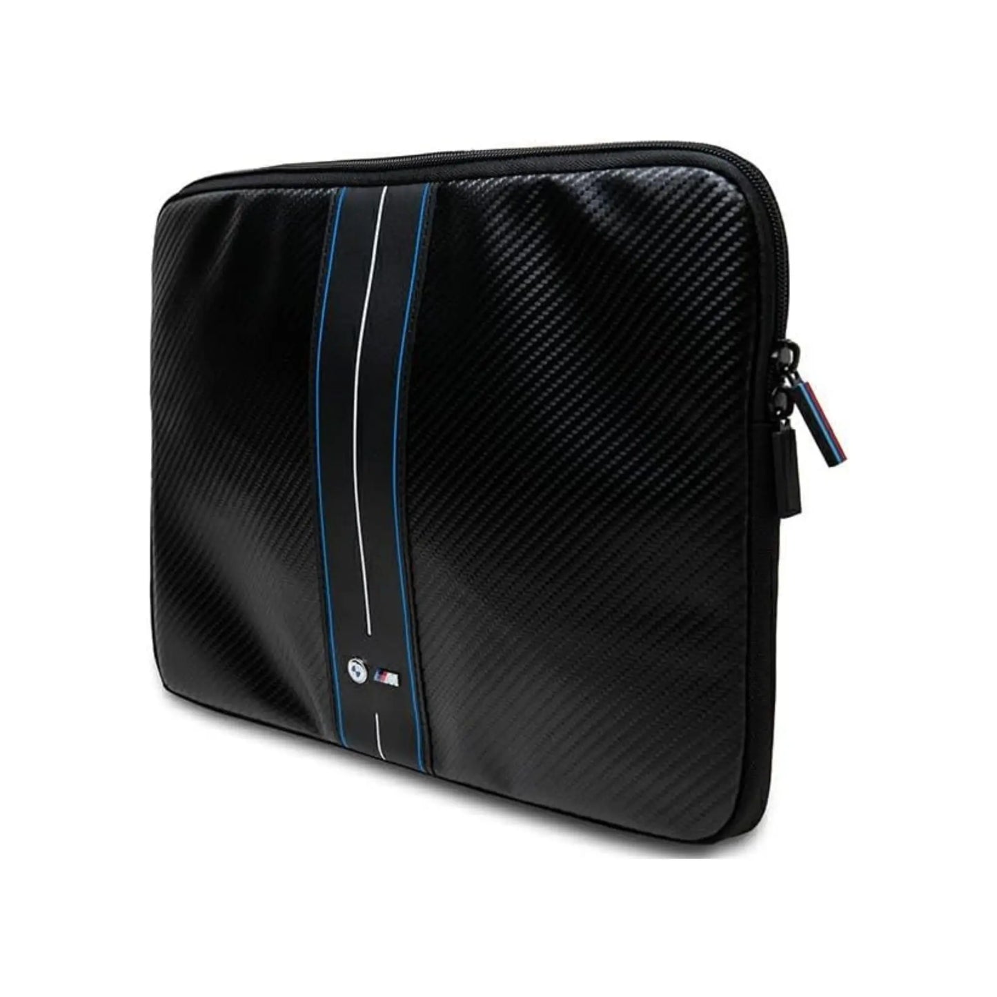 BMW Laptophülle Carbon Blue Stripes Schwarz – 15–16 Zoll