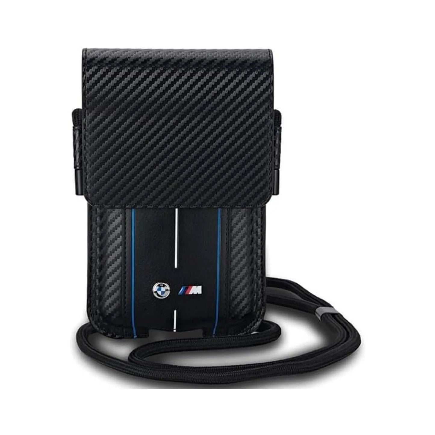 BMW Handytasche Carbon & Blau Streifen Schwarz – Universal