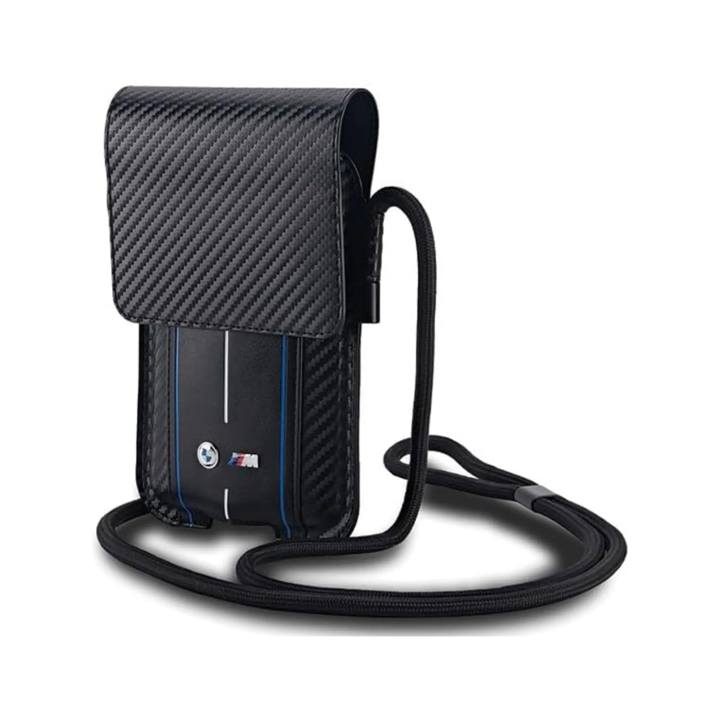 BMW Handytasche Carbon & Blau Streifen Schwarz – Universal