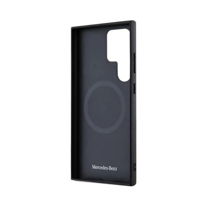 Mercedes Leather Debossed Line MagSafe Hardcase MEHMS24L23RBGVK, Schwarz - Samsung Galaxy S24 Ultra S928