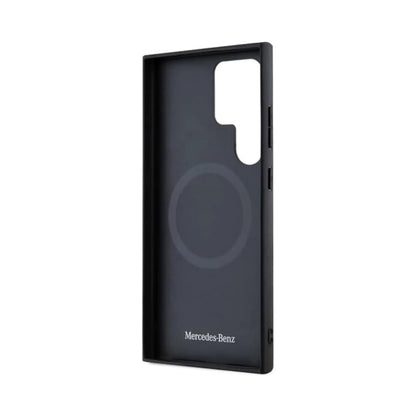 Mercedes Echtleder MagSafe Case, Schwarz Logo - Samsung Galaxy S24 Ultra