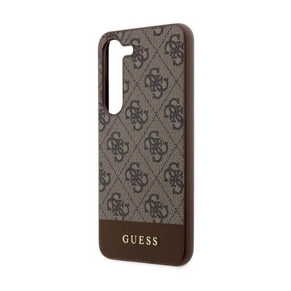 Guess Hülle 4G Bottom Stripe Metall Logo Kollektion Braun - Galaxy S24+