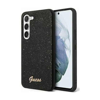 Guess Hülle Glitter Flakes Metall Logo Schwarz - Galaxy S24