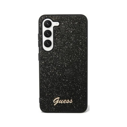 Guess Hülle Glitter Flakes Metall Logo Schwarz - Galaxy S24