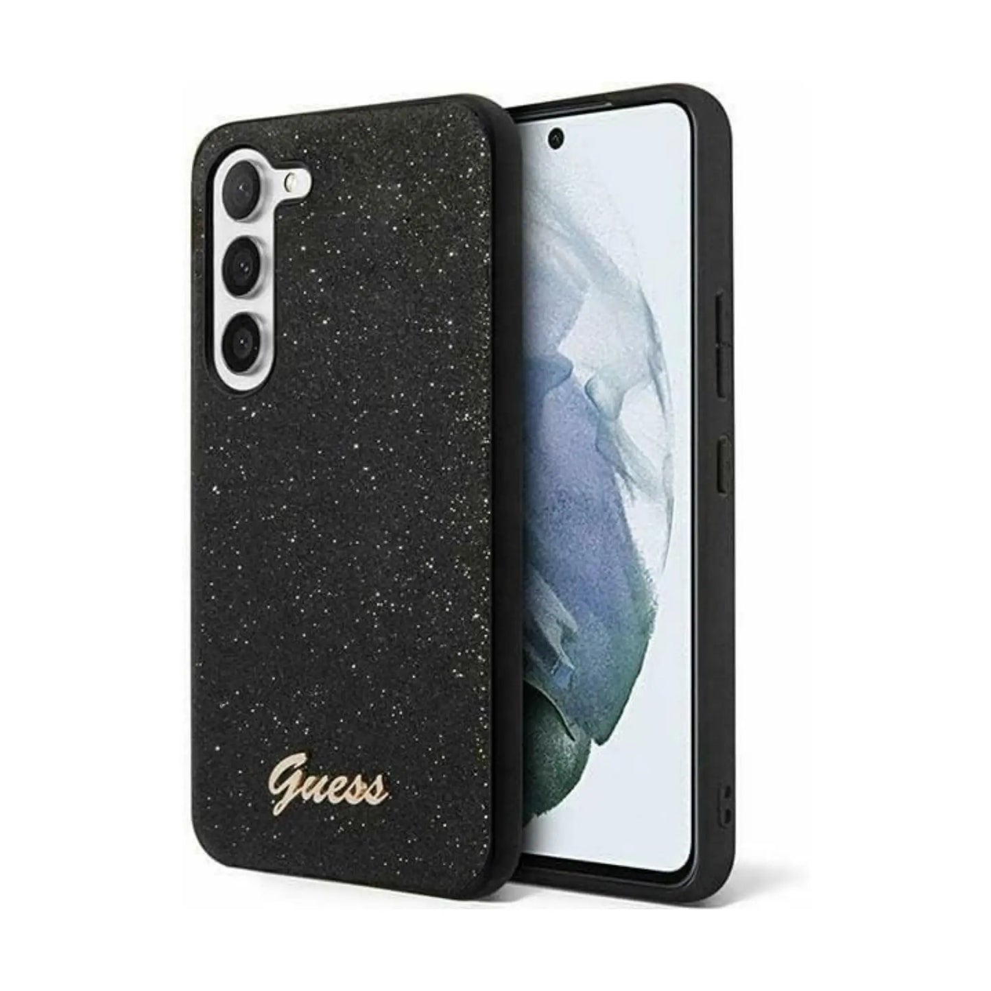 Guess Glitter Script Hülle – Galaxy S24 Plus Schwarz