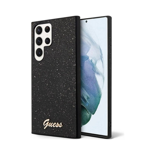 Guess Hülle PC/TPU Glitter Flakes Metal Logo Schwarz – Galaxy S24 Ultra