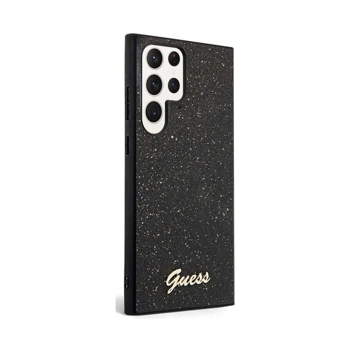 Guess Hülle PC/TPU Glitter Flakes Metal Logo Schwarz – Galaxy S24 Ultra