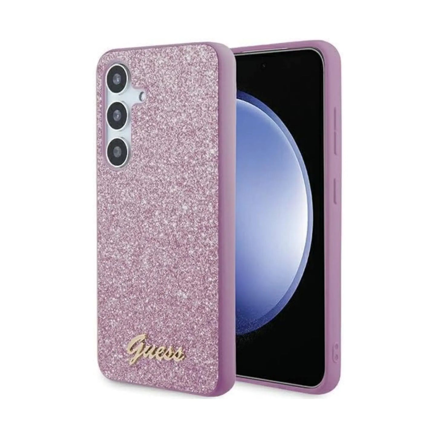 Guess Glitter Script Hülle – Galaxy S24 Plus Lila