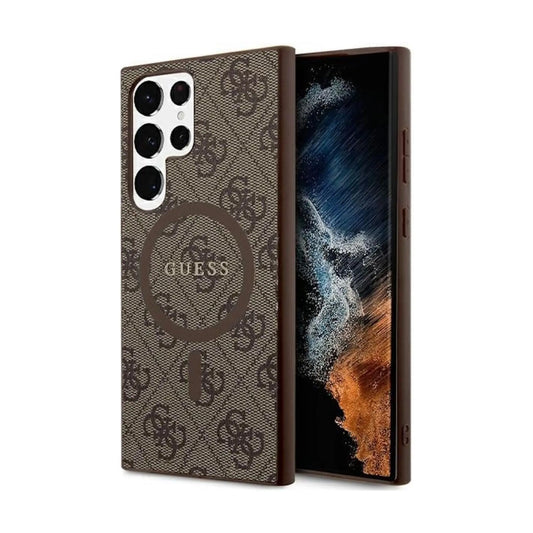 Guess 4G Leder Case, Braun - Galaxy S24 Ultra
