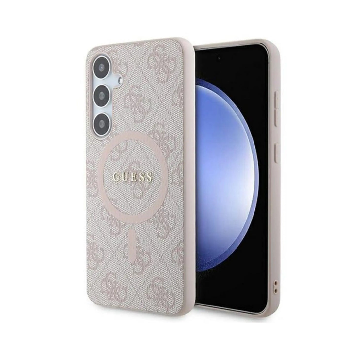 Guess Hülle 4G Leder Metall Logo MagSafe Rosa – Galaxy S24+