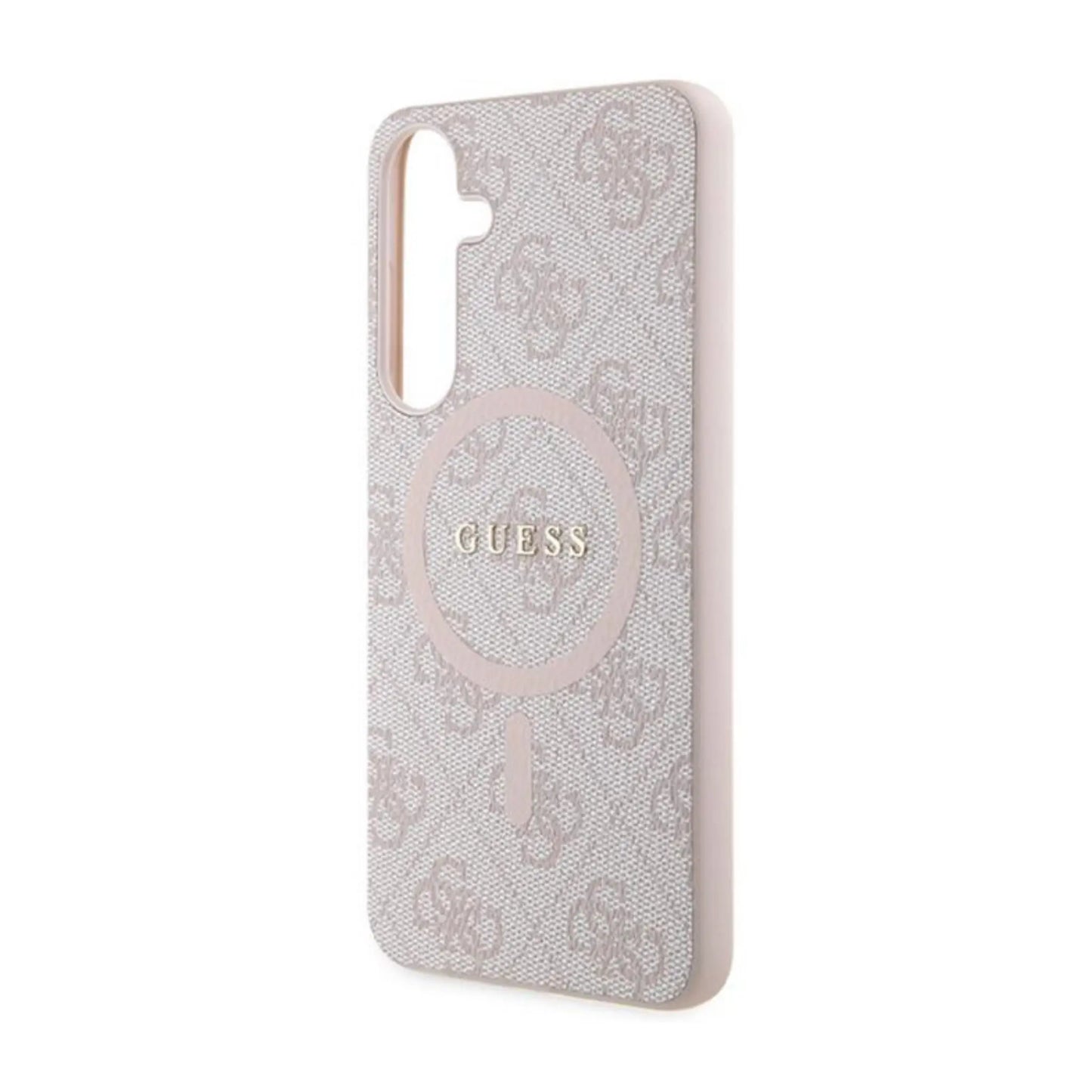 Guess Hülle 4G Leder Metall Logo MagSafe Rosa – Galaxy S24+