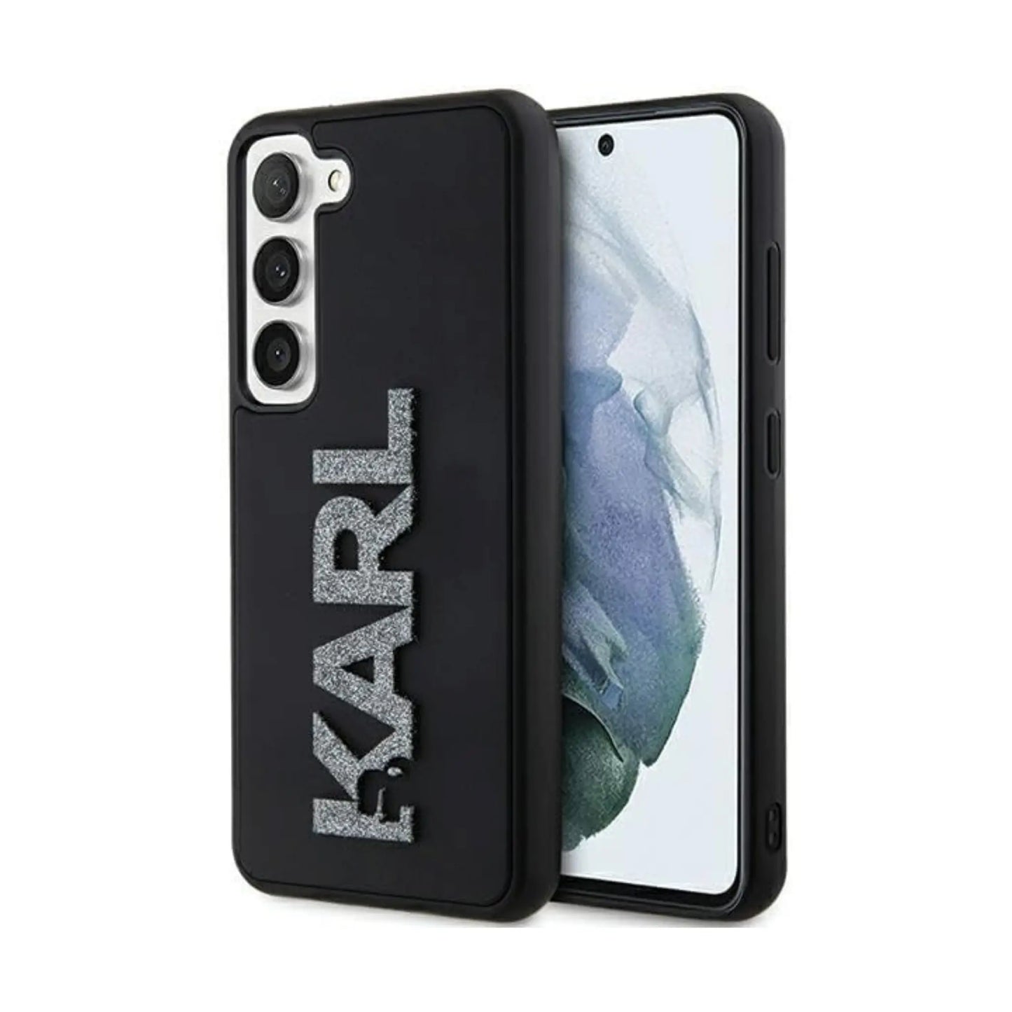 Karl Lagerfeld 3D Rubber Glitter Logo Case, Schwarz – Galaxy S23