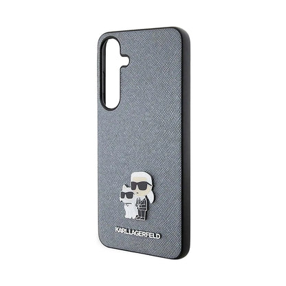 Karl Lagerfeld Saffiano Karl & Choupette Metall Pin Case, Grau - Samsung Galaxy S24