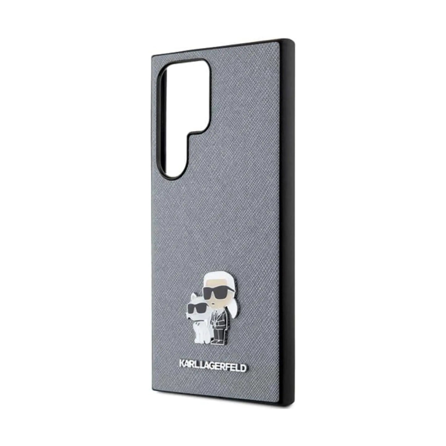 Karl Lagerfeld Saffiano Karl & Choupette Metal Pin Hardcase KLHCS24LPSAKCMPG, Grau - Samsung Galaxy S24 Ultra S928