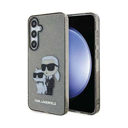 Karl Lagerfeld Glitzer Karl & Choupette Hardcase KLHCS24SHNKCTGK, Schwarz - Samsung Galaxy S24 S921