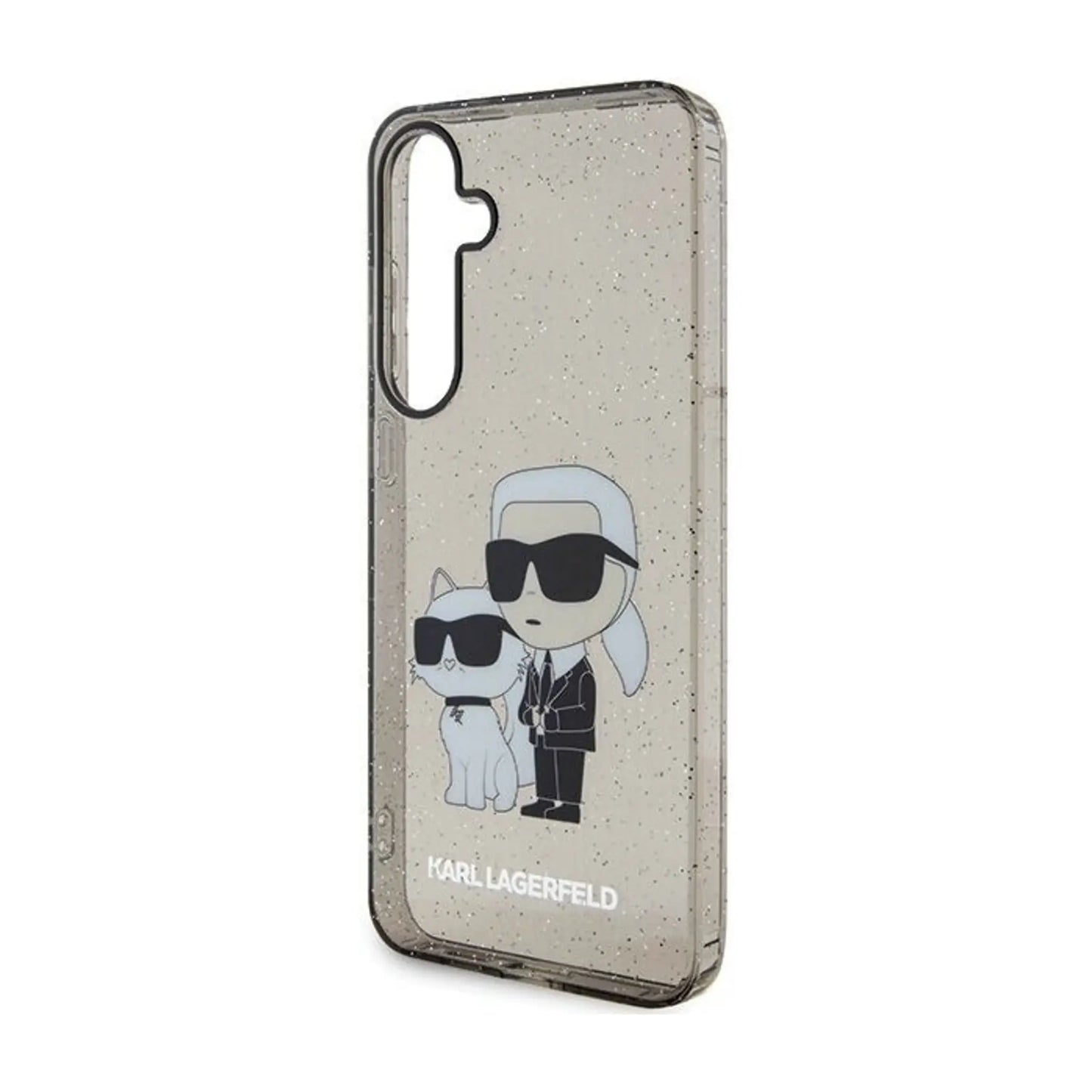 Karl Lagerfeld Glitzer Karl & Choupette Hardcase KLHCS24SHNKCTGK, Schwarz - Samsung Galaxy S24 S921