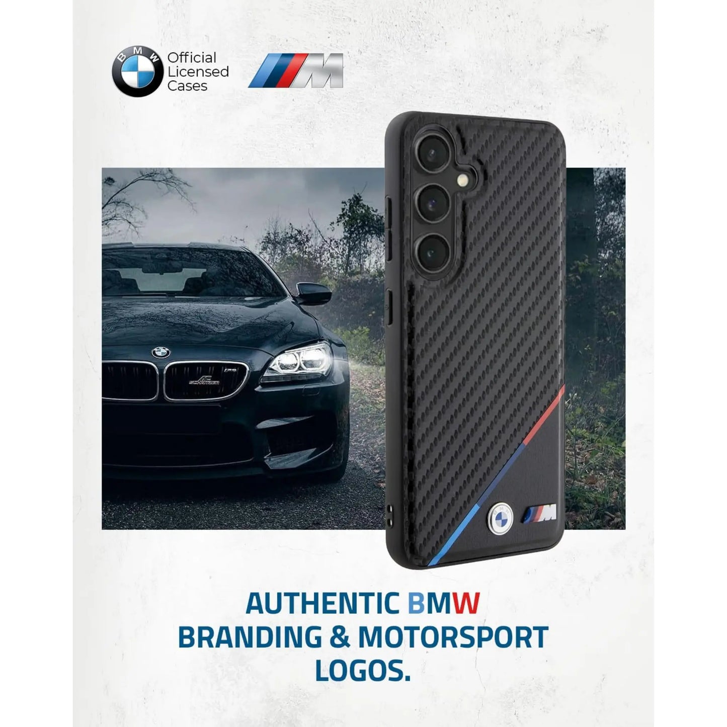BMW Hülle BMHMS24S23PUDTK Carbon Tricolor Line Schwarz – Galaxy S24