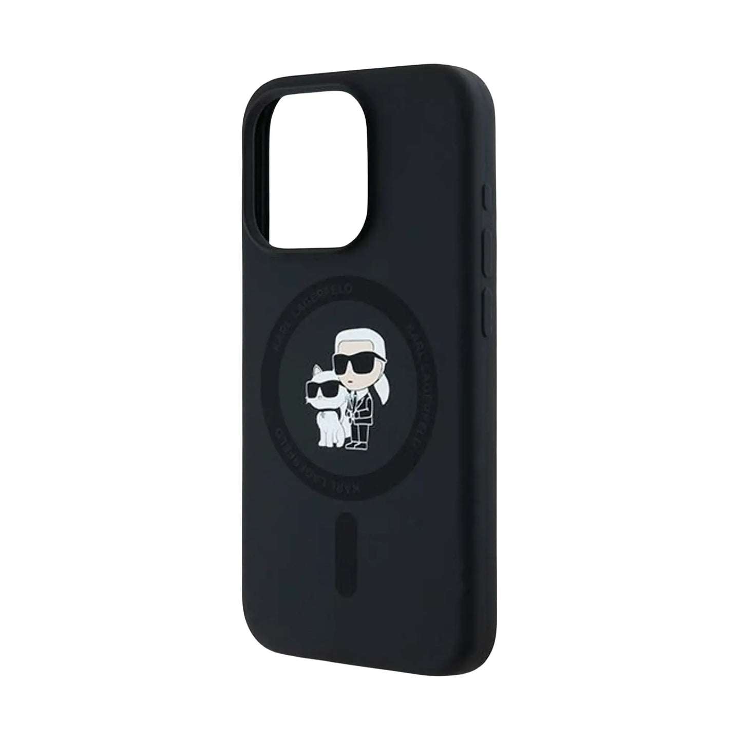 Karl Lagerfeld KLHMP15LSCMKCRHK Silicone Karl & Choupette Case, Black – iPhone 15 Pro