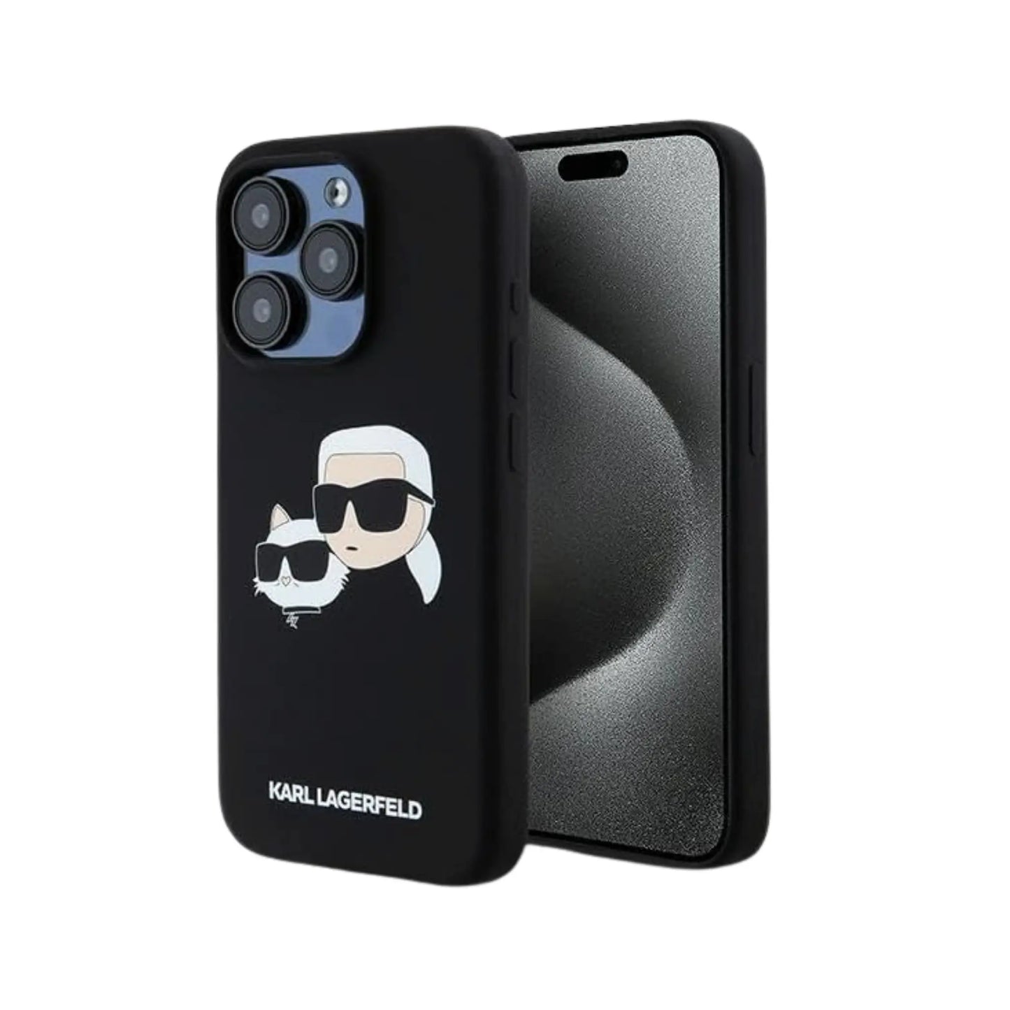 Karl Lagerfeld Double Heads Print MagSafe Case, Schwarz – iPhone 15 Pro