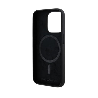 Karl Lagerfeld Double Heads Print MagSafe Case, Schwarz – iPhone 15 Pro