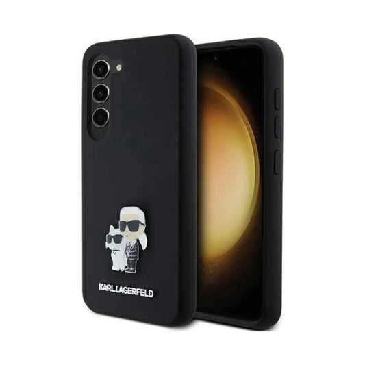 Karl Lagerfeld Hülle Silicone Karl & Choupette Metal Pin Schwarz – Galaxy S24